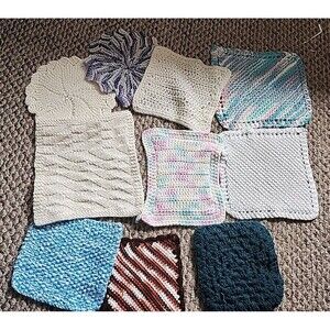 Lot of 10 Hand Crocheted Hot Pads Potholders Trivets Vintage